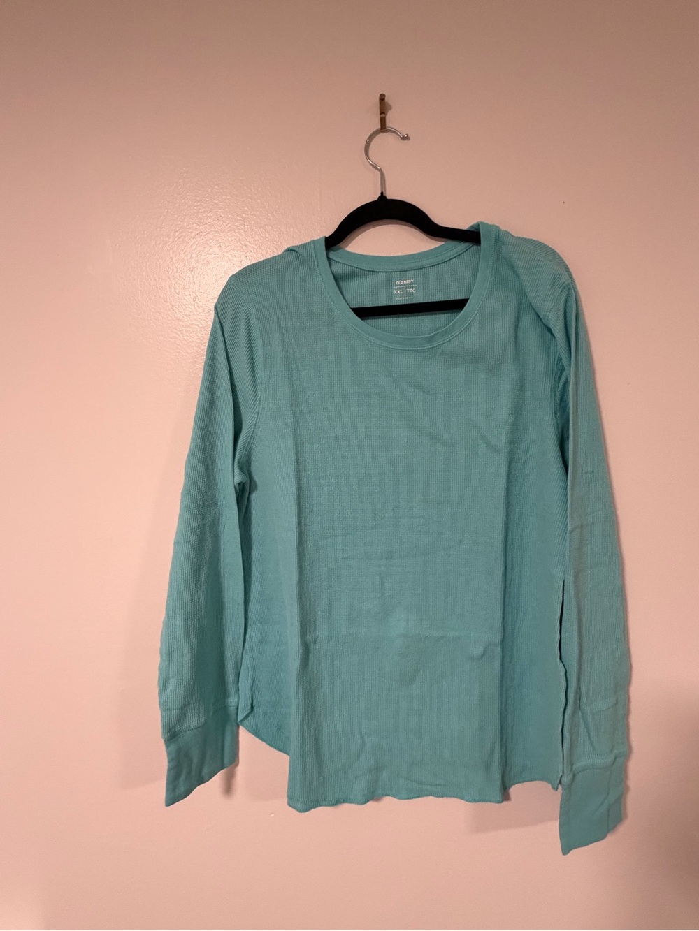 Old Navy Teal Waffle Knit Long Sleeve Top